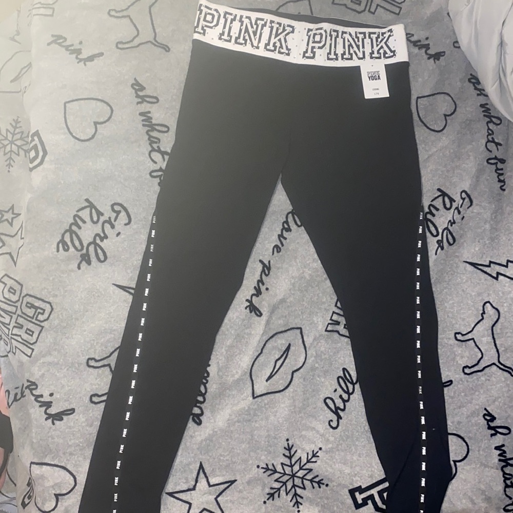 Pink Victoria’s Secret bling yoga pants size large